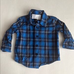Koala Kids Navy & Black Plaid Button Down Shirt Boys 3-6 Months